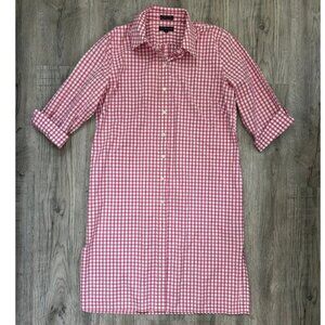 F. by Faconnable Pink Gingham Midi Shirt Dress Button Down Cotton Blend Size XL